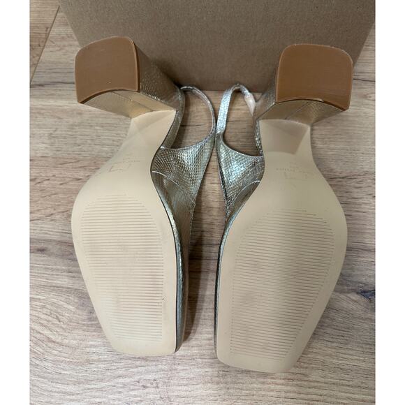 Marc Fisher LTD Womens Onna Square Toe Gold Slingback High Heel Pump Size 8 NWOB - Picture 10 of 12